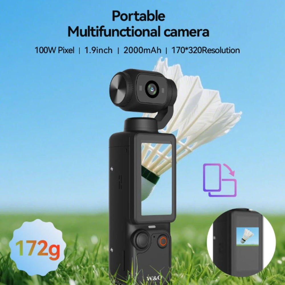 4K UHD Pocket Body Camera 32GB Card 2000mAh Battery 16X Zoom 180° Rotation 1.9-Inch Screen Mini Video Audio Cam for Outdoor Sport Bike