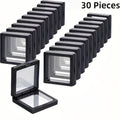 3D Floating Jewelry Display Box Set with Black Frames, Clear Flexible Panels and 30- or 60-Piece Options