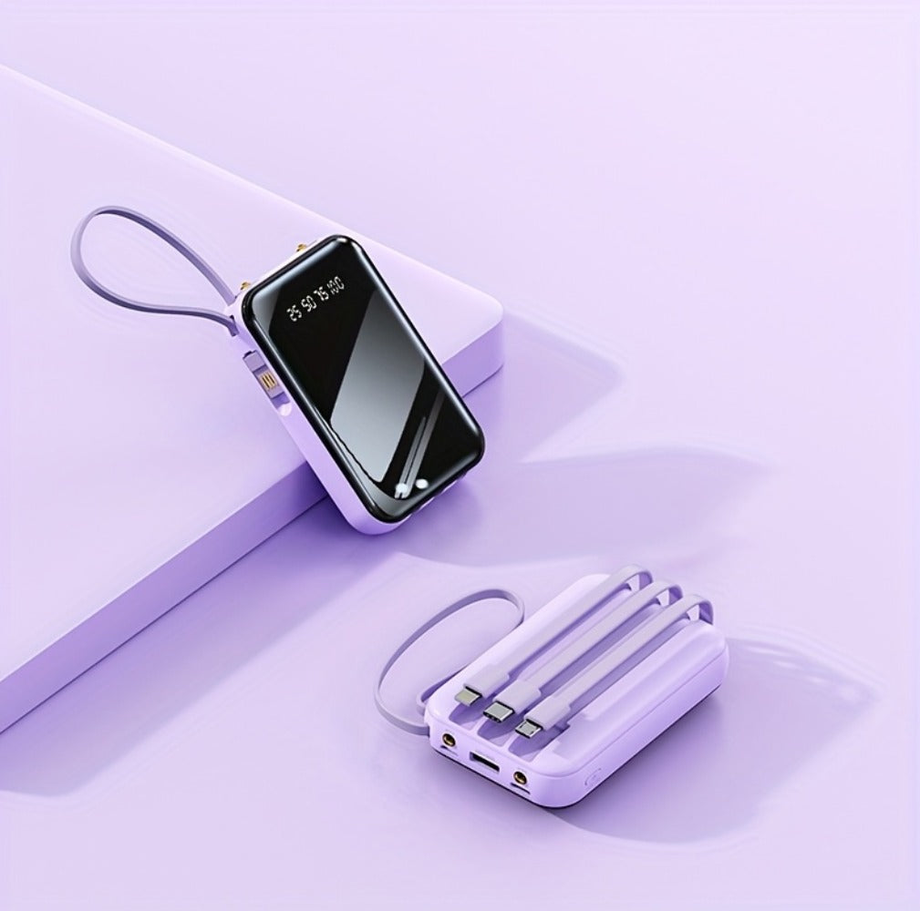 Power Bank 50000mAh 22.5W with Integrated Cable Array, Digital Display and LED Flashlight in Two Colors
