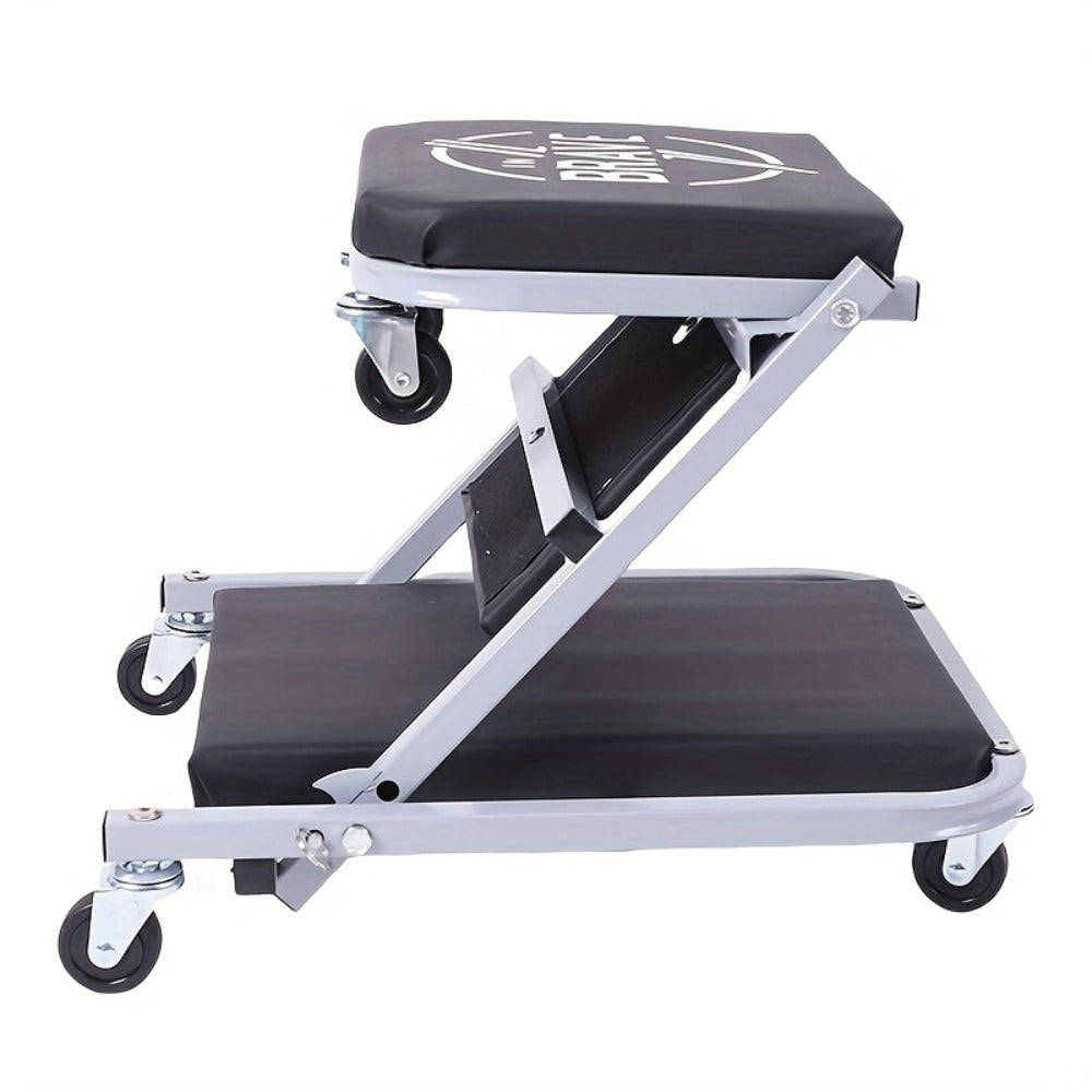 Mechanic Creeper Seat 3-in-1 Heavy Duty 36" – Folding Crawler with Adjustable Z-Seat, 6 Lockable Casters, 350–650 lb Capacity for Auto