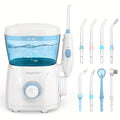 Water Flosser Countertop FC166 Oral Irrigator with 600ml Tank, Ten Pressure Settings, Eight Nozzles and Rotary Dial