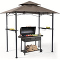 Grill Gazebo 8x5ft Double Tiered BBQ Canopy 8 Hooks Backyard Poolside for Grilling, Camping and Outdoor Meals