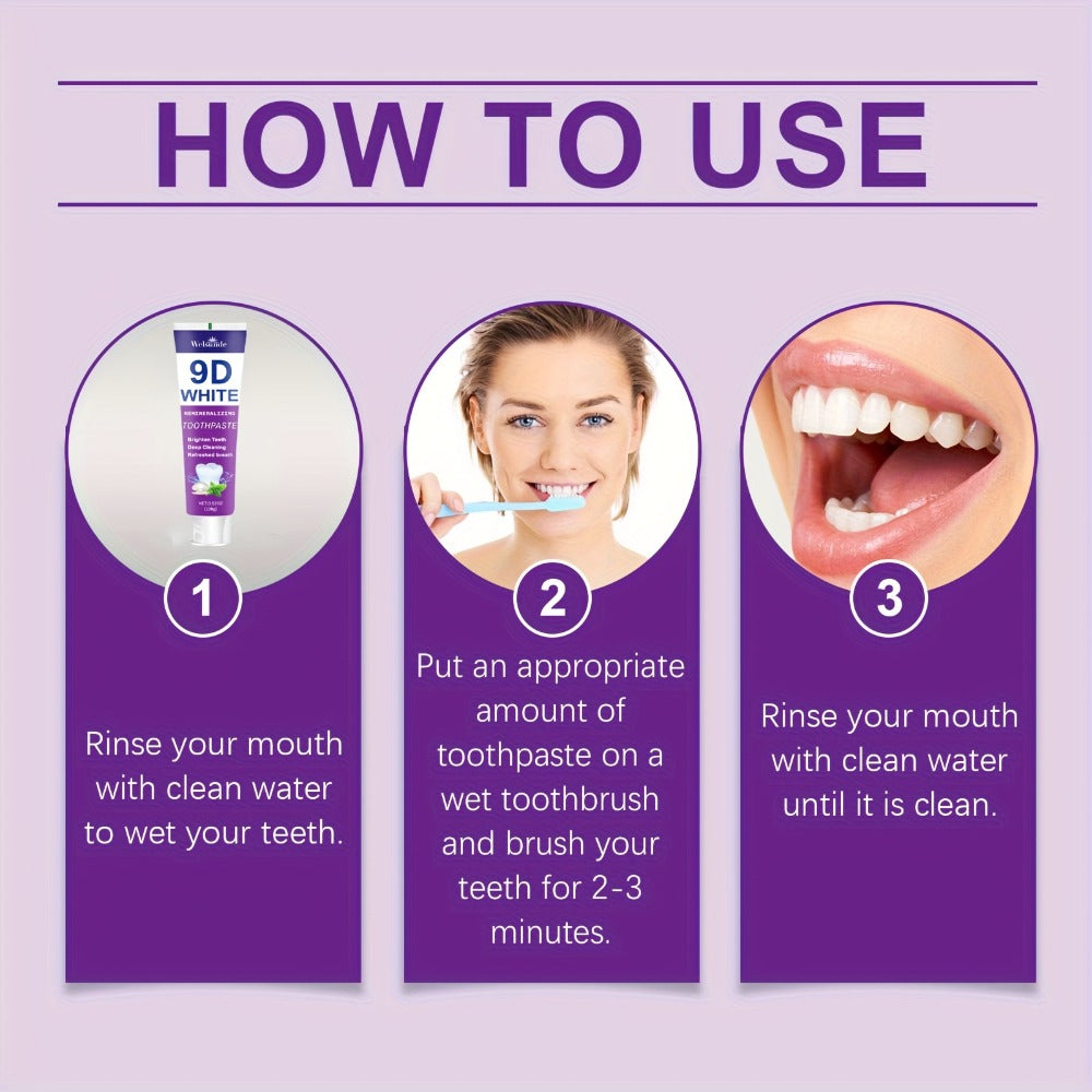Four-Pack 100g Purple Mint Toothpaste Tubes with 9D Label Design and 400g Total Listed Quantity