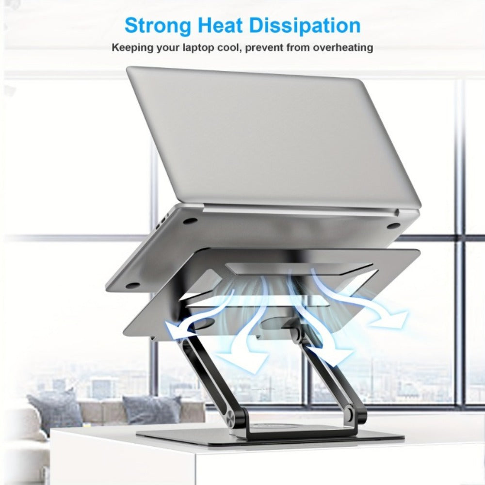 Adjustable Laptop Stand with 360-Degree Rotating Base, Ergonomic Foldable Laptop Holder for MacBook Pro Air and Laptops Up to 17 Inches