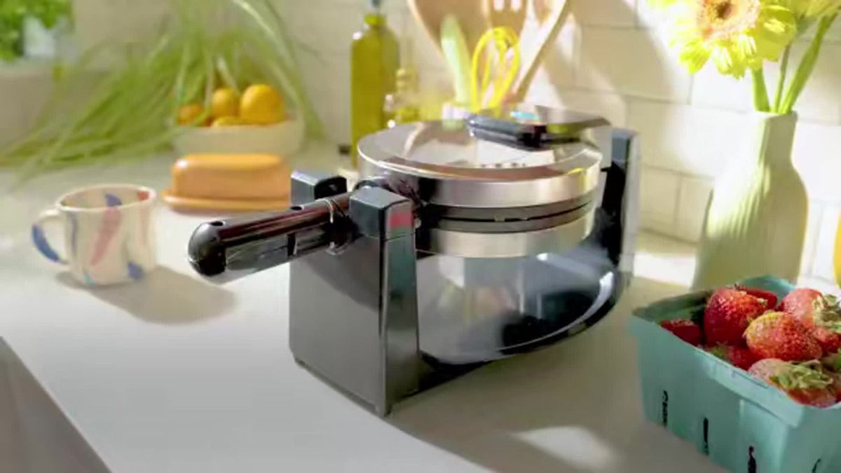 Belgian Waffle Maker 180° Rotating Flip Waffle Iron, Non-Stick Plates, Adjustable Browning Control, Removable Drip Tray, Cool Touch Handle