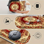 Area Rug Red Imitation Cashmere Medallion Design in Four Machine-Washable Room Size Choices