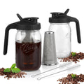 Cold Brew Coffee Pot Set with Stainless Steel Filters & Cleaning Brush – 32oz Glass Mason Jar Cold Brew Maker for Home
