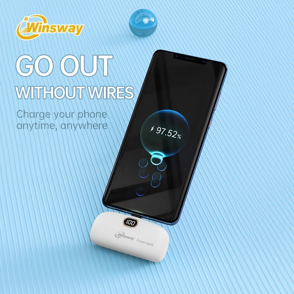 Winsway 5000mAh Mini Portable Charger Type-C Metal Plug with LED LCD Display for an Everyday Personal Care Routine