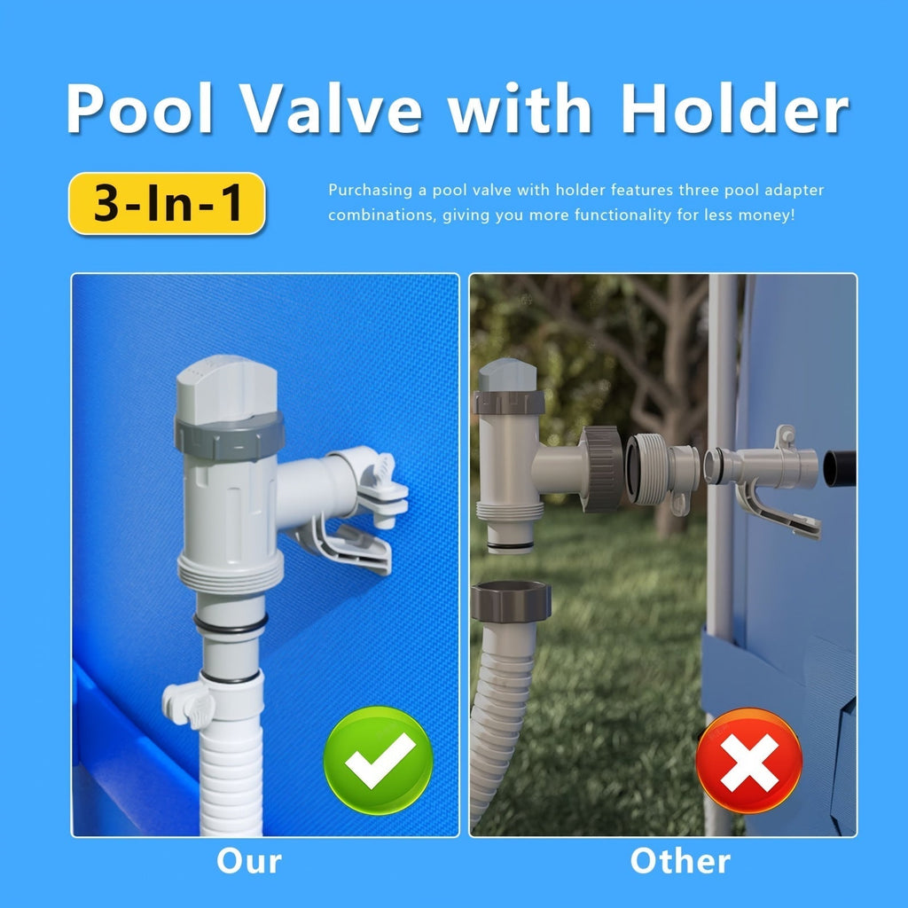 Pool Plunger Valve with Holder for Garden, Patio and Yard Use, with the Listed Configuration