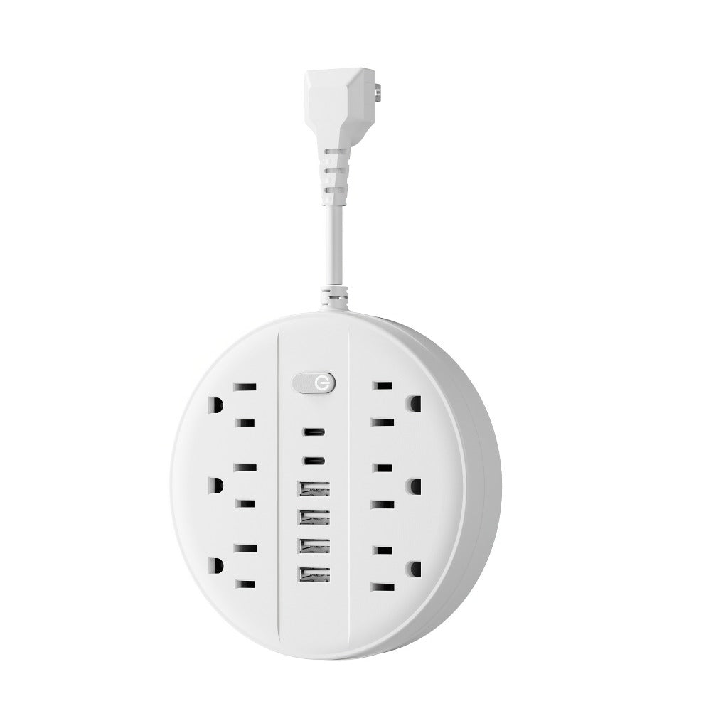 Power Strip 12-in-1 Wall-Mount Surge Protector with 6 AC Outlets, 4 USB-A, 2 USB-C and Three Cord Lengths