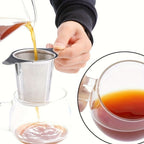 Stainless Steel Tea Strainer Set of 4 with Lid, Fine Mesh Tea Infuser with Dual Handles for Loose Leaf Tea