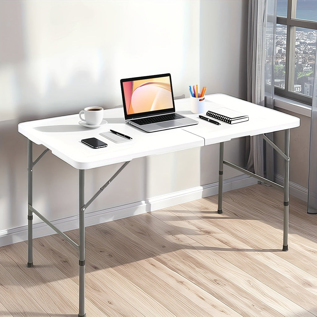 6-Foot Heavy-Duty Folding Table with Adjustable Height and Carry Handle for Dining Room