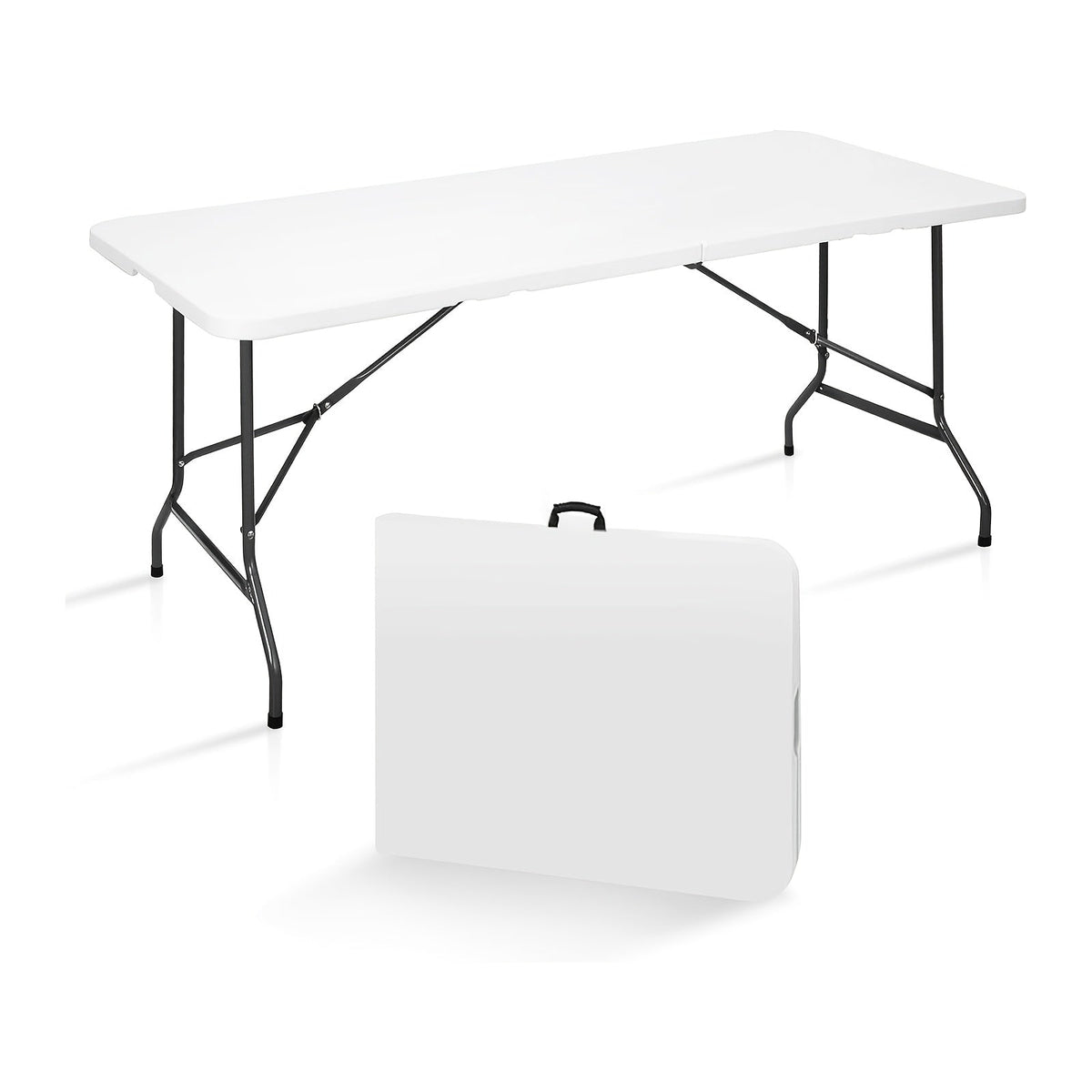 6-Foot Heavy-Duty Folding Table with Carry Handle for Work, Display, and Everyday Use