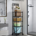 Six-Tier Rolling Storage Rack with Metal Frame, Caster Wheels and Hook or Reinforced Black Options