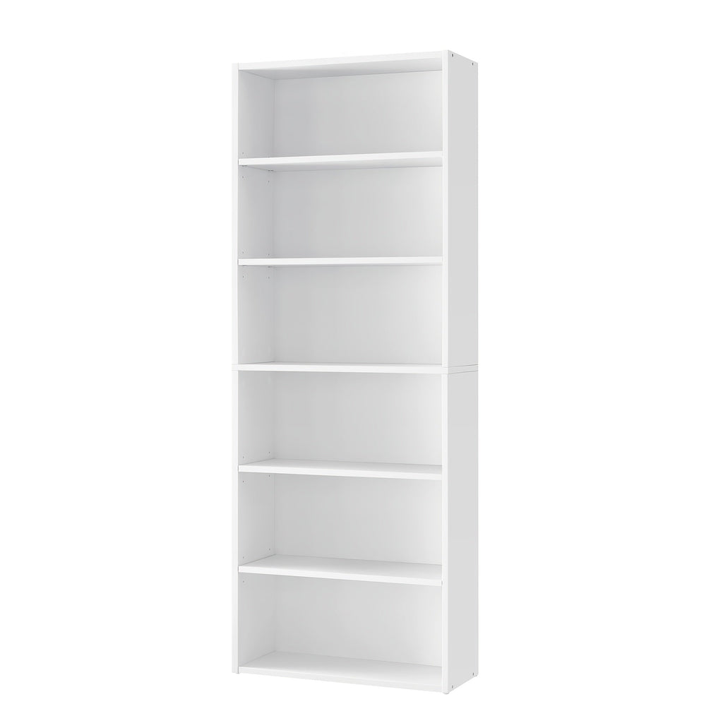 Bookshelf Six-Tier Floor-Standing Open Bookcase, 63.2 x 23.7 x 9.5 Inches with Five Finish Selections