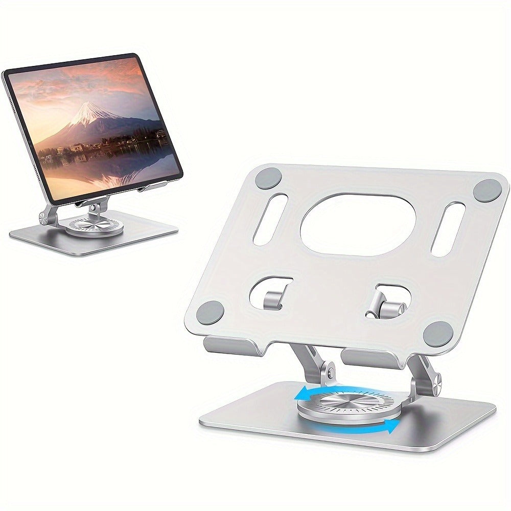 ST02 Rotating Tablet Stand in Silver, Black or Blue with Folding Aluminum Desktop Base and Adjustable Viewing Angle