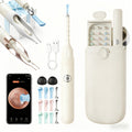 Rechargeable Camera Ear Cleaning Set with LED Light, Silicone Tips, Storage Case and Creamy White or Blue Finish