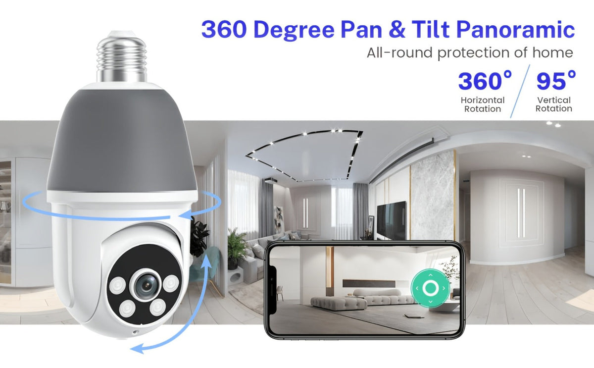 AI Auto Tracking Security Camera 360° Panoramic 1920P, Infrared Night Vision Two-Way Audio 2.4GHz USB Charging