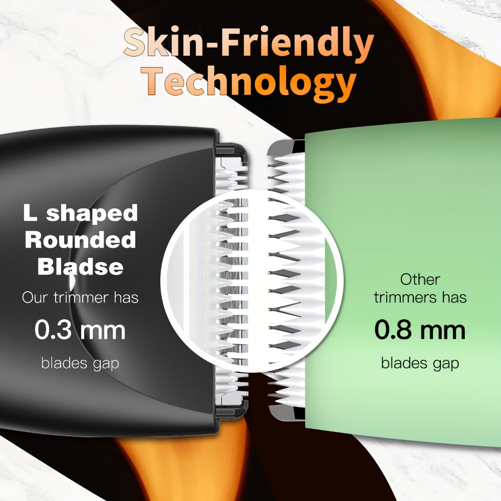 Electric Body Hair Trimmer for Men and Women with Replaceable Ceramic Blade in Blue or Black