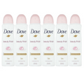 Dove Beauty Finish Antiperspirant Body Spray, Six 5 fl oz Cans with Pink-Cap Can Presentation