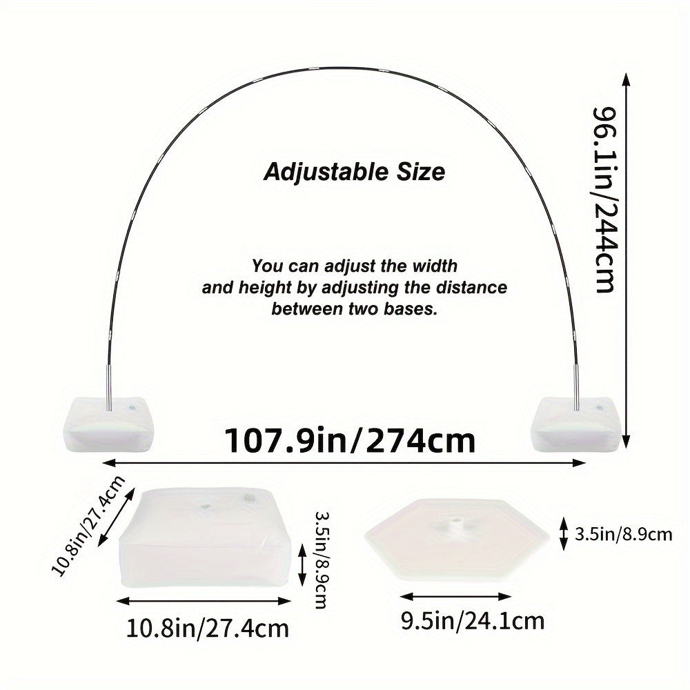 Balloon Arch Kit with Base Stand – Adjustable Floor Arch Stand, Water Fillable Base, Pump & Clips Included