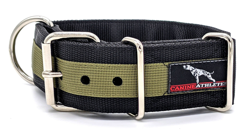 Heavy-Duty Two-Inch Working Dog Collar, Small / Black/Olive Green
