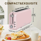 750W Slim Two-Slice Toaster with Six Shade Settings, Reheat, Defrost, Crumb Tray and Six Color Options