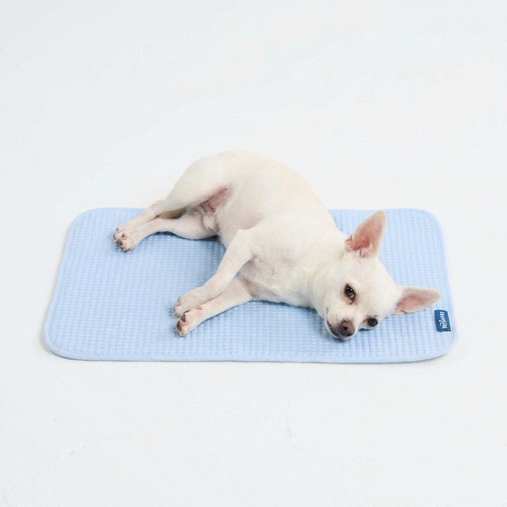 Breathable Cooling Dog Mat Waffle Blue / S