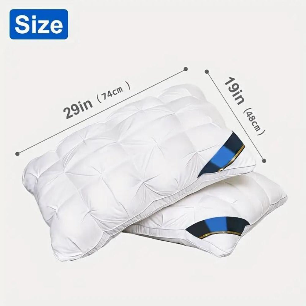 Hotel Quality Pillow Soft Polyester Fiber Deep Sleep Neck Support – No Collapse All Season Machine Washable Satin Cover Zipper Closure White