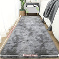 Tie-Dye Plush Bath Mat Runner, 80 x 200cm with Long-Pile Surface in Light Grey, Dark Gray, Light Pink or Black
