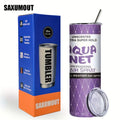 Insulated Tumbler Drinkware by SAXUMOUT, 20oz Stainless Steel Cup with Lid, Straw and Purple Retro Graphic