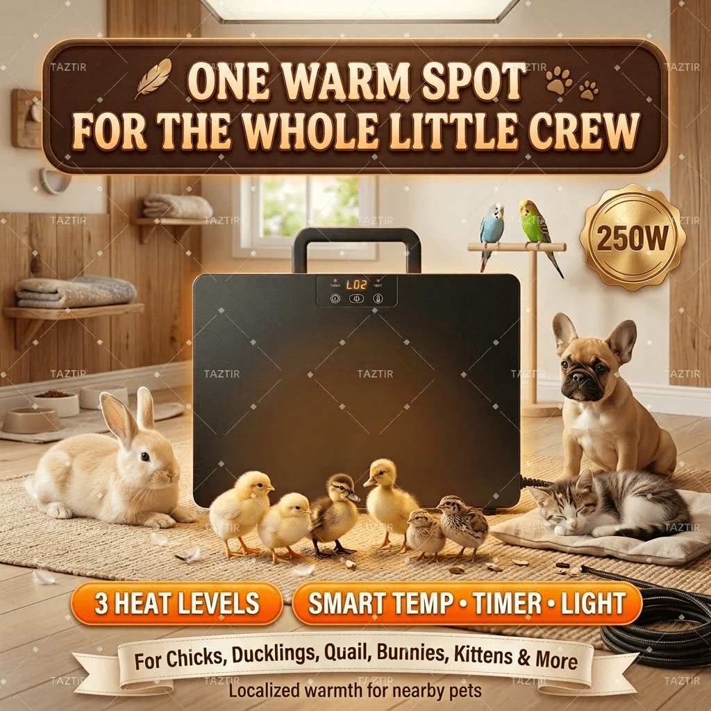 Brooder Heater, Chick Duck Quail 3 Heat Levels Timer Digital Display for Garden, Patio and Yard Use