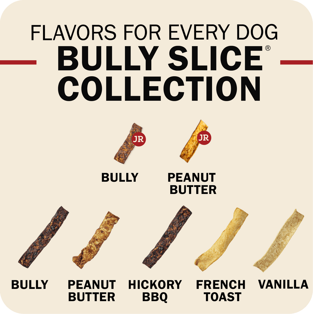 Bully Slice Collection packaging with various flavors of dog treats.