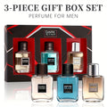 Men's Cologne Gift Set with Three 30ml Eau de Toilette Sprays in Blue, Amber and Clear Glass Bottles