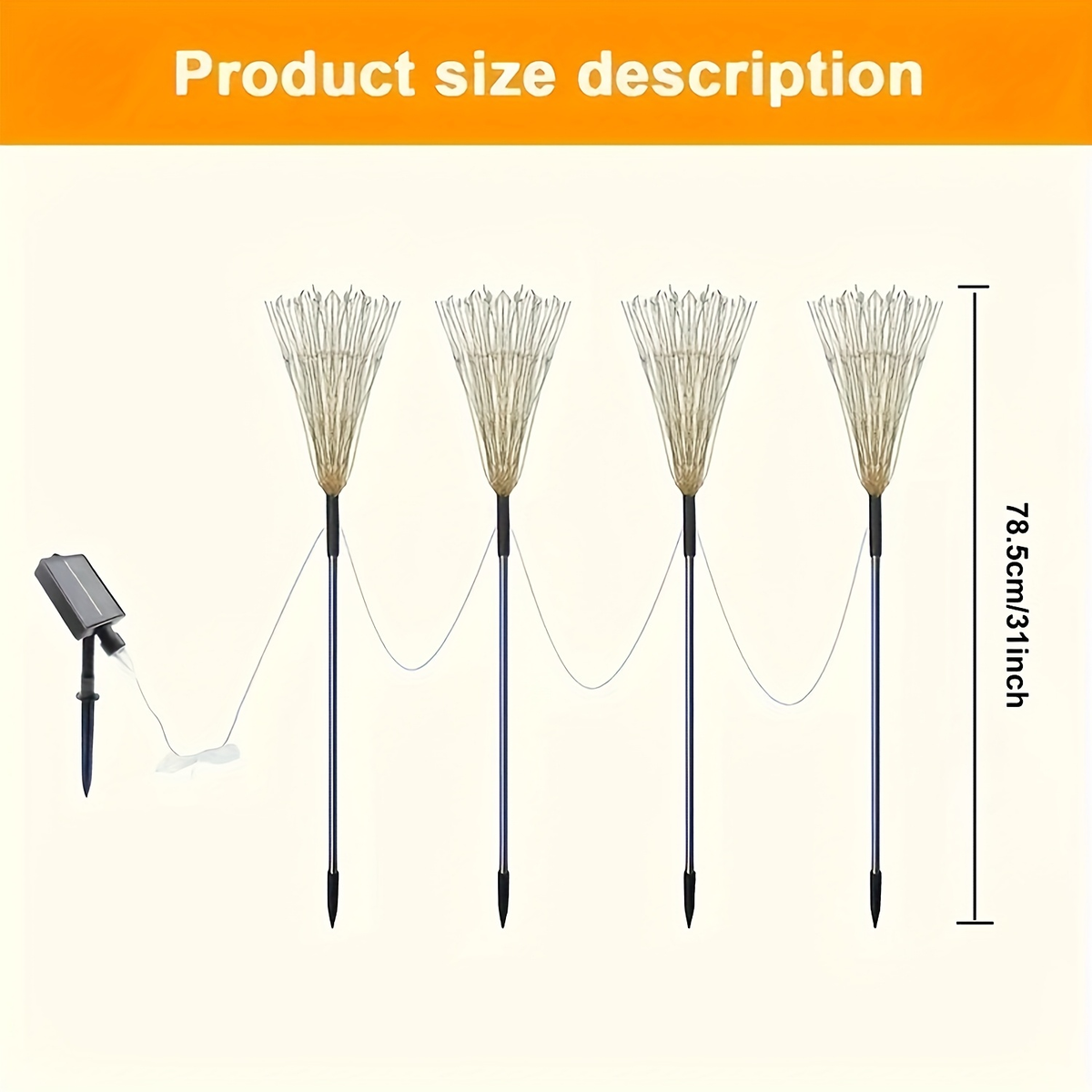 Solar Garden Lights Firework Stakes with 240/360/480 LEDs, 8 Modes, 4/8 Packs and Three Colors