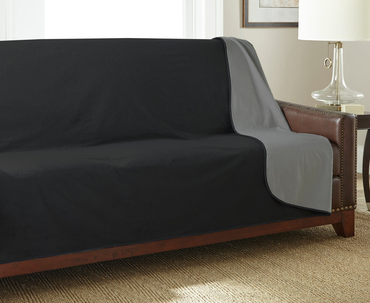 Silky Waterproof Pet Protection Throw, Black/Charcoal / Long/Sofa (70 x 120)