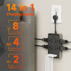 Power Strip Outlet Extender Surge Protector 8 AC Outlets 6 USB Charging Ports 4 USB-A 2 USB-C for an Everyday Personal Care Routine