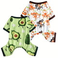 Two-Pack Dog Pajama Jumpsuits with Four Printed Pair Options and Complete XS–XXL Size Grid