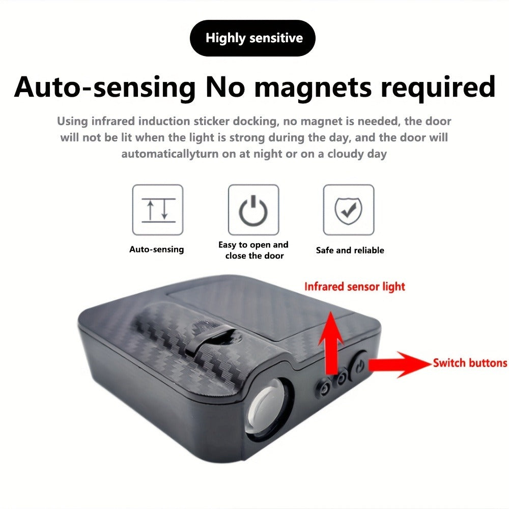 Car Door LED Projector Welcome Light 4-Pack – Flame Skull Ghost Shadow Puddle Lights for Cars & Bikes | Battery Powered | Easy Install Car
