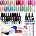 36-Piece Gel Nail Polish Kit with 36W UV LED Lamp, Three Checkout Sets and Pink-to-Blue Color Range