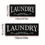 Laundry Room Mat Black & White LAUNDRY Text Non-Slip Machine Washable – Soft Polyester Cut-Pile Floor Rug for Laundry Room, Bathroom