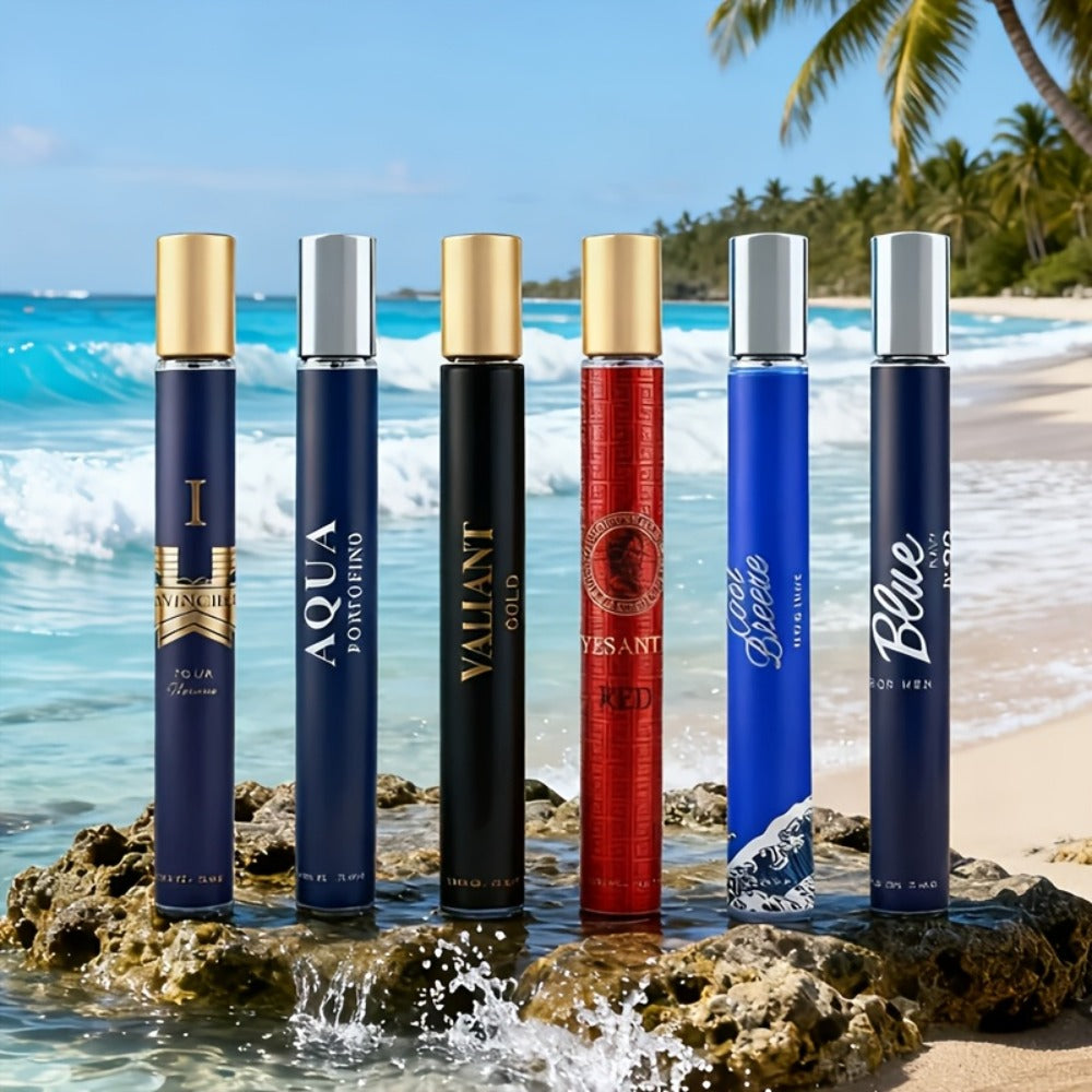 Travel Cologne Gift Set for Men – 6-Piece Mini EDP Spray Sampler, Long Lasting Unique Scents, TSA-Friendly Travel Size