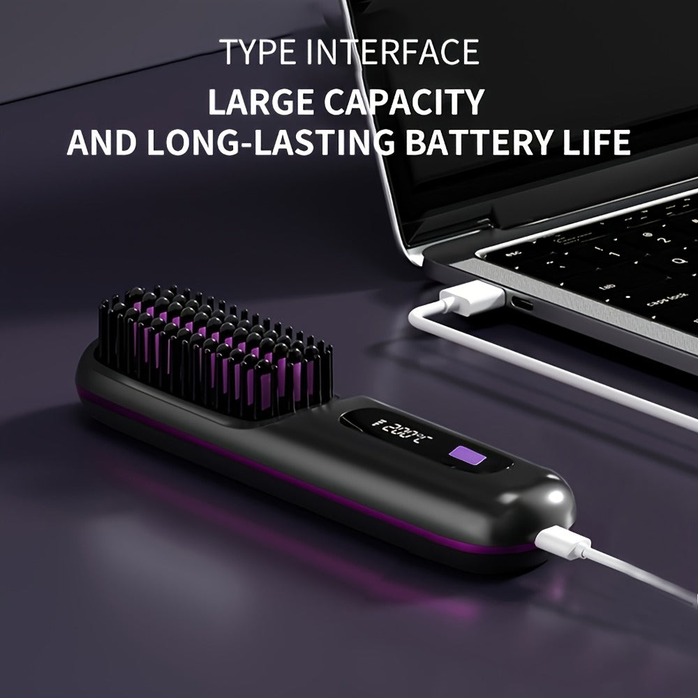 Cordless Hair Straightener 2-in-1 Ceramic Flat Iron & Curler – USB-C Rechargeable Wireless Portable Travel Styling Tool 3-Speed Heat