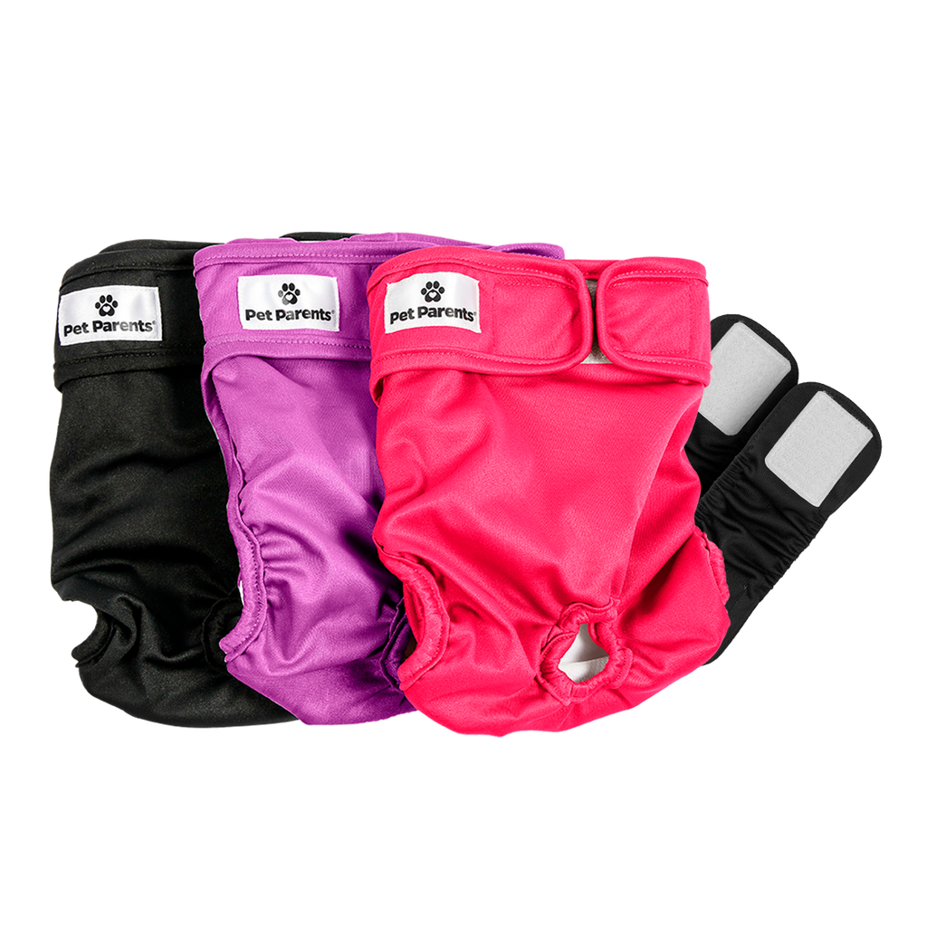 Washable Dog Diapers, Princess (Pink + Purple + Black) / Extra Small ( 4-10")