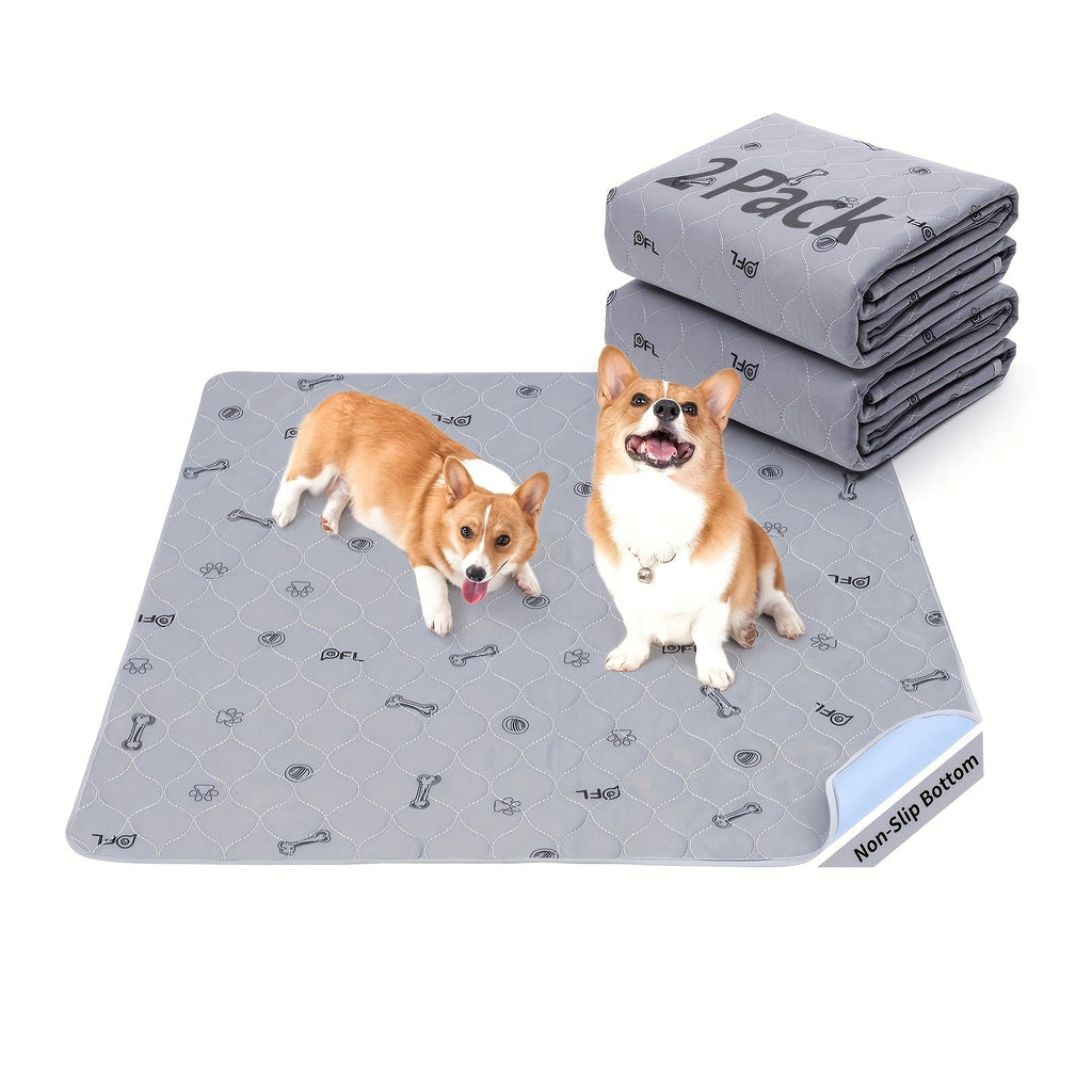 Dog Training Pads Washable Bone-Print Mat with Seven Size-Pack Options and Non-Slip Moisture-Barrier Backing