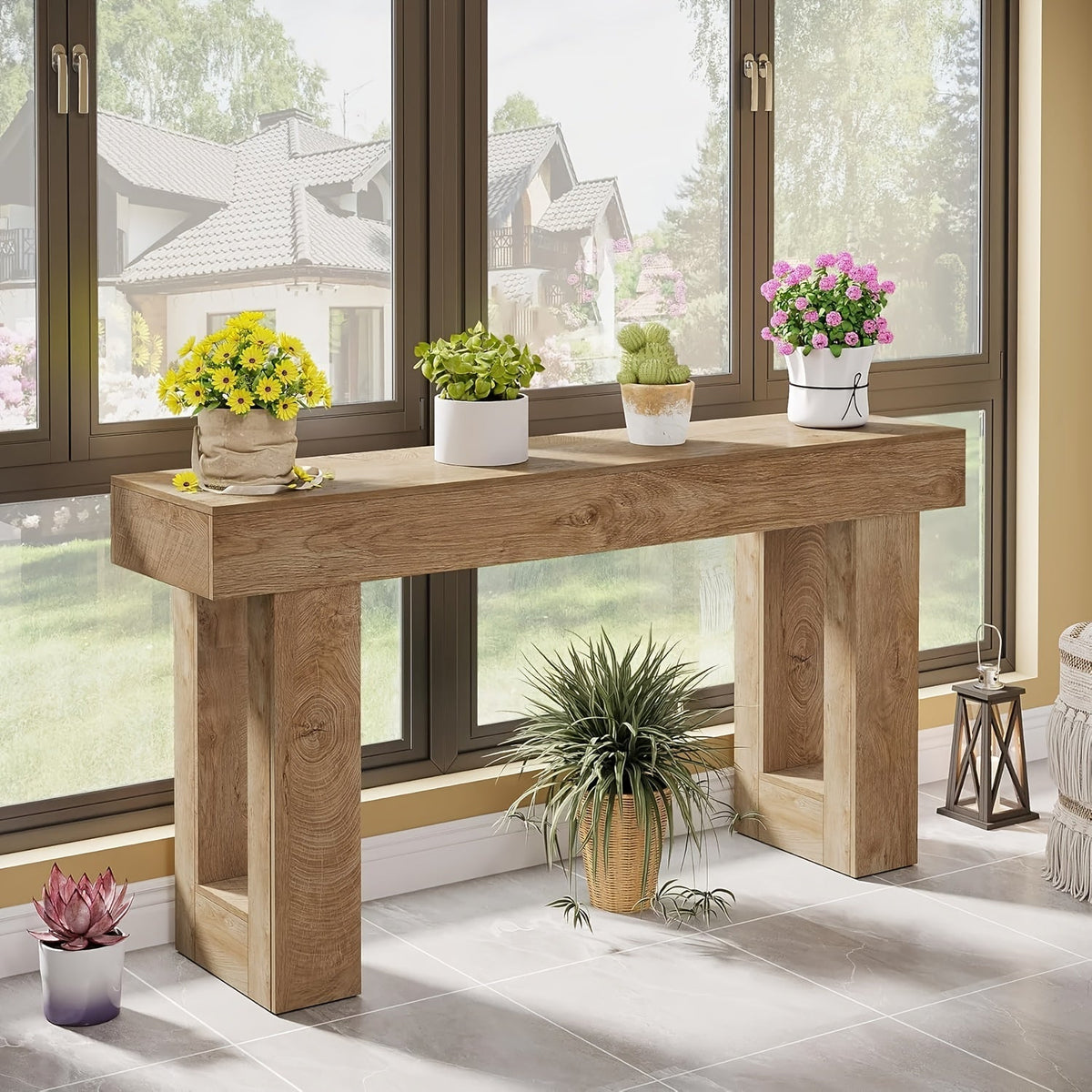 63-Inch Wood Console Table, Entryway Sofa Table for Work, Display, and Everyday Use