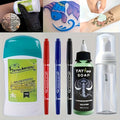 Tattoo Transfer Kit Complete Set with Ink Gel Green Soap Solution & Stencil Markers for Temporary Body Art, Festivals and Costumes