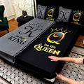 Bed Sheet Set 3 Piece Super Soft Microfiber Fitted Sheet with Pillowcases – Deep Pocket 15 Inch Crown Letter Print Color Block Bedding Twin