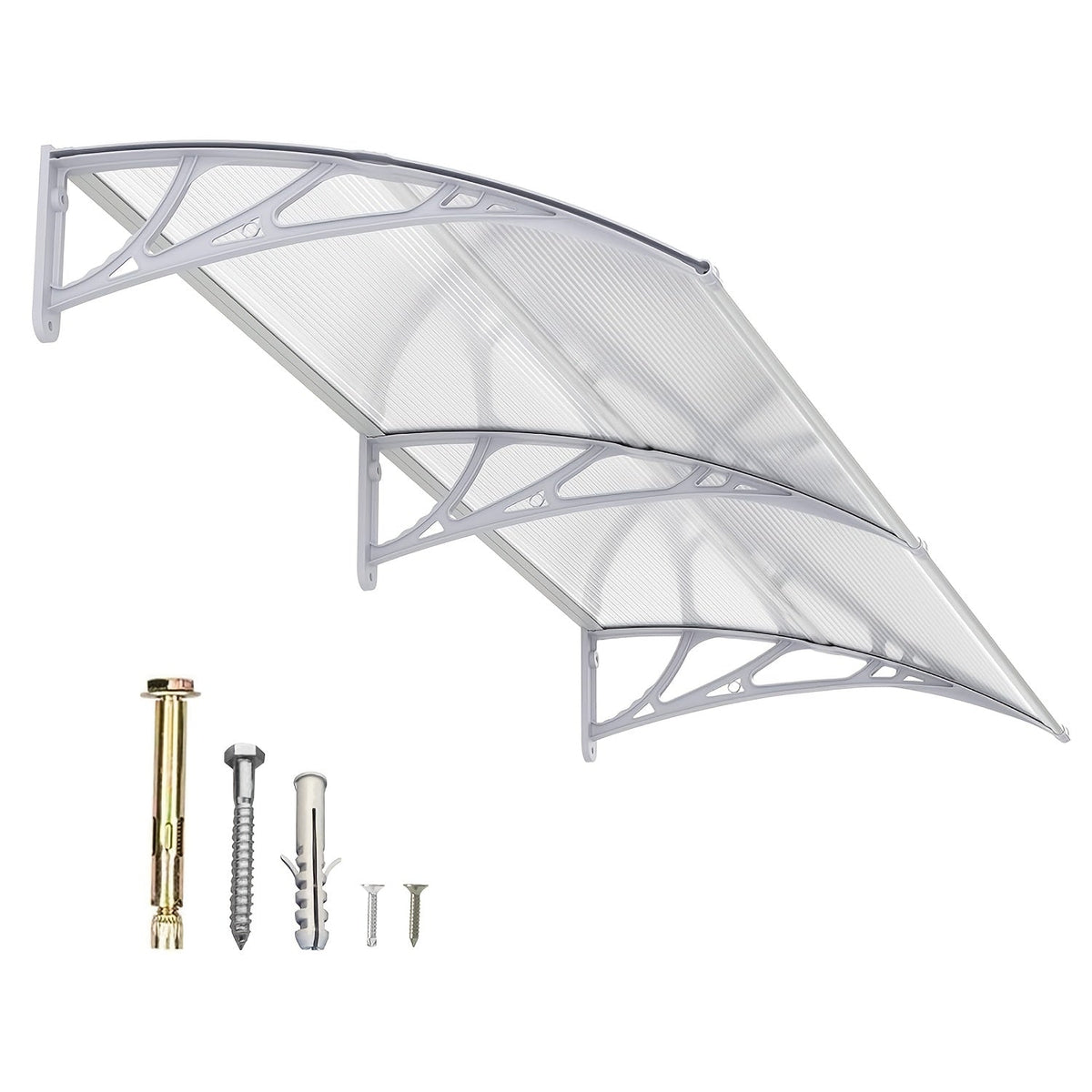 Polycarbonate Window Awning Door Canopy - UV Rain Snow Sun Protection Overhang for Doorways, Patio & Windows