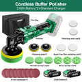 KIMO-Labeled 20V Cordless Rotary Buffer Polisher Kit with Six Speeds, Two 2.0Ah Batteries and Pictured Pads